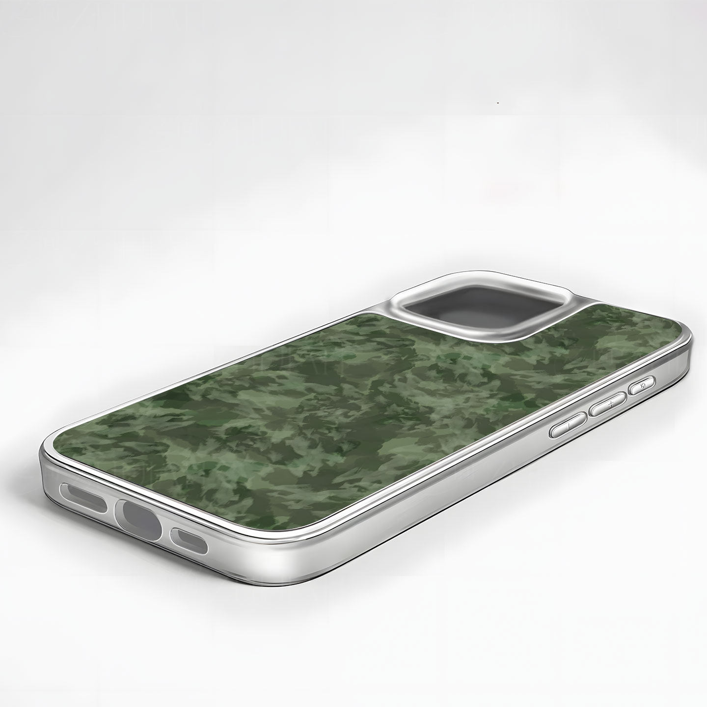 绿色迷彩纹大孔电镀黑框磨砂磁吸碳纤纹手机壳适用苹果iphone17promax华为MATE60PRO12/13/14小众个性