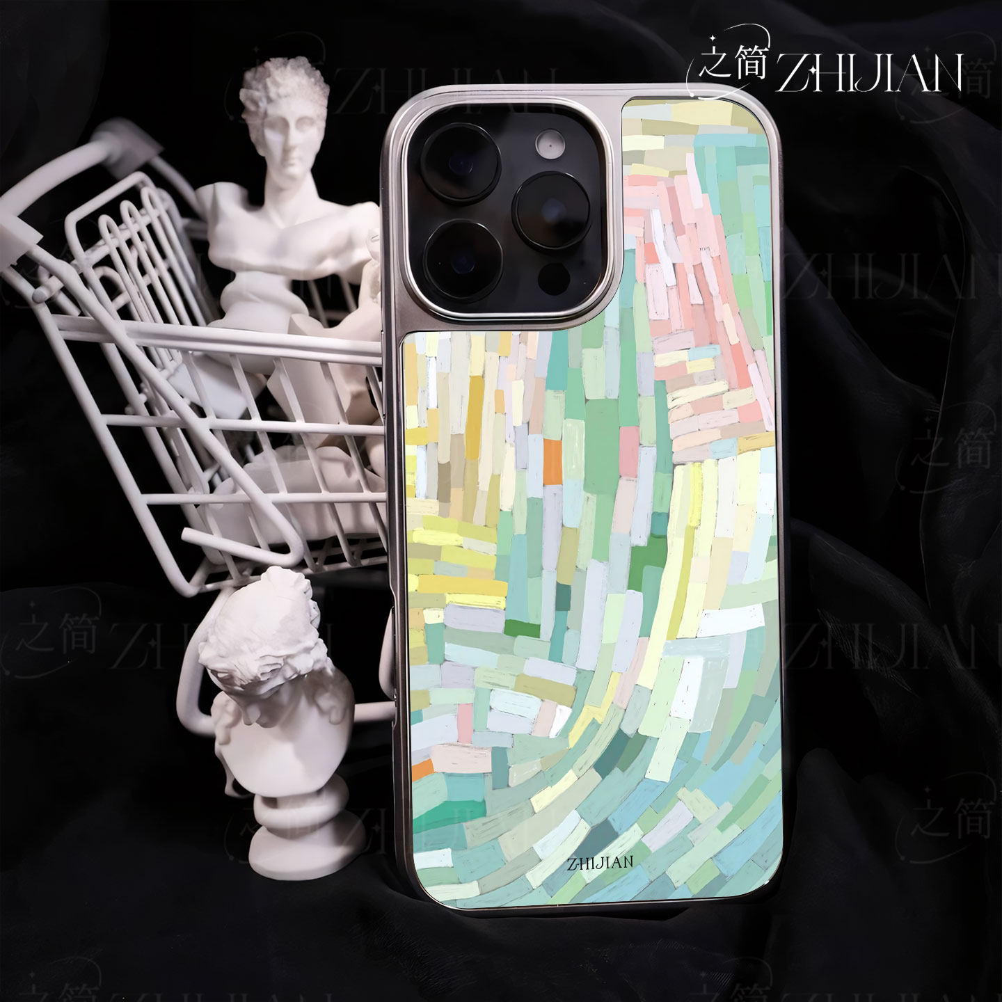 之简ZHIJIAN《色块拼接》电镀黑框磨砂磁吸手机壳适用苹果iphone17promax华为小米14PRO15/16PLUS碳纤维