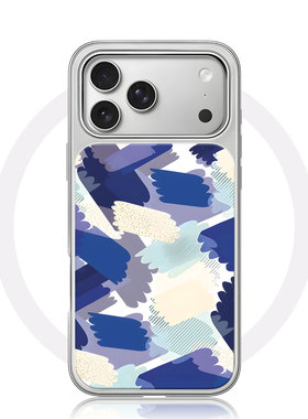 蓝紫色块大孔电镀黑框磨砂磁吸碳纤纹手机壳适用苹果iphone17promax华为小众个性12/13/14P70ULTRA