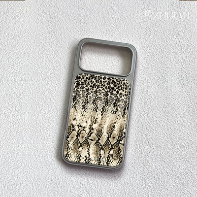 之简ZHIJIAN《豹蛇纹理》电镀黑框磨砂磁吸手机壳适用苹果iphone17promax华为12/13/1415/16PLUSMATE60PRO