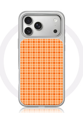 橙色方格纹大孔电镀黑框磨砂磁吸碳纤纹手机壳适用苹果iphone17promax华为P70PRO15/16PLUSMATE60PRO