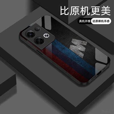 适用【OPPOReno8Pro】宝马Mpower液态玻璃亮面手机壳RS电镀全包镜头冰感轻奢高档软边抗摔耐脏保护套