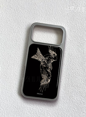 之简ZHIJIAN《雄鹰展翅》电镀黑框磨砂磁吸手机壳适用苹果iphone17promax华为P70ULTRAP70PRO碳纤维