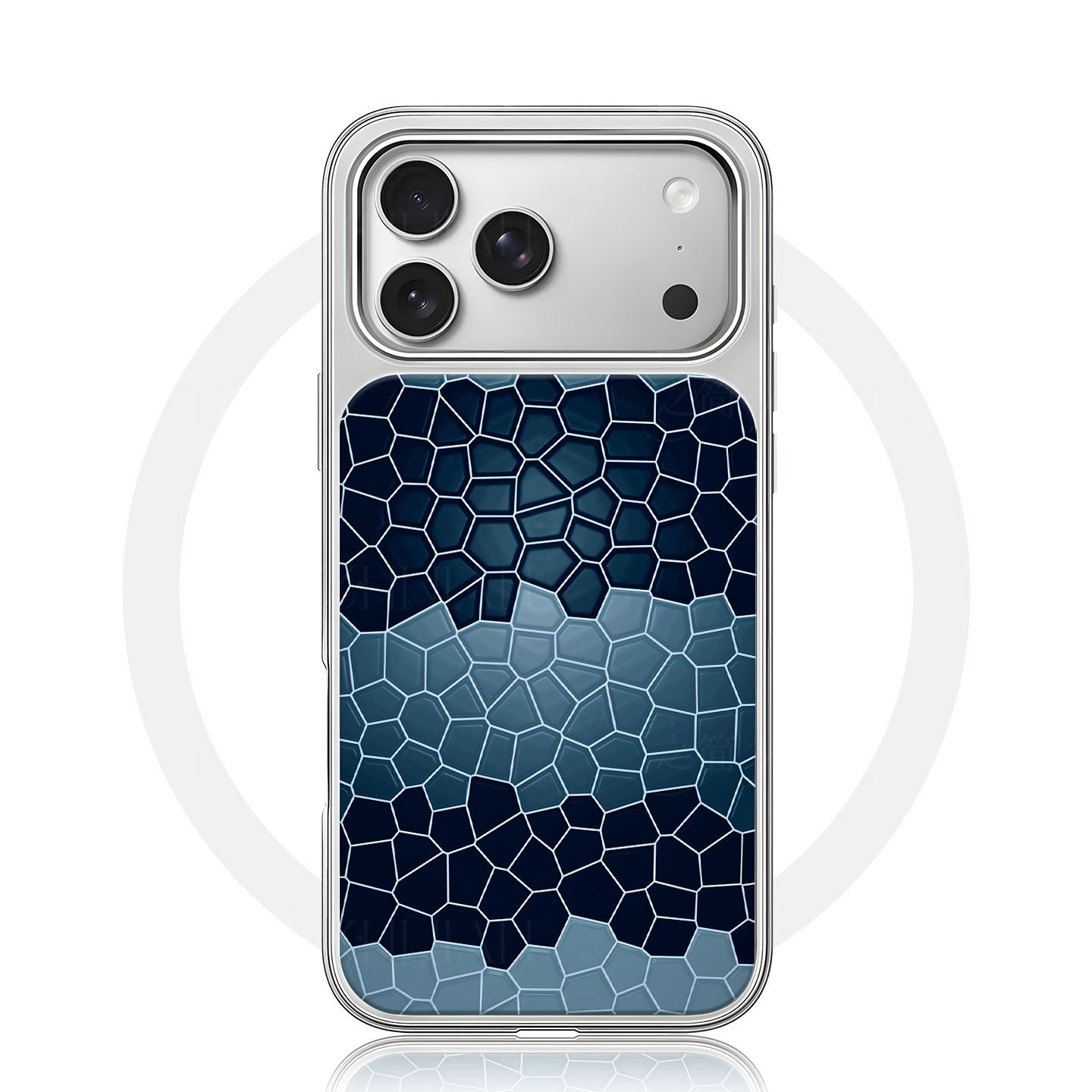 蓝色几何纹理大孔电镀黑框磨砂磁吸碳纤纹手机壳适用苹果iphone17promax华为小众个性小米14PROP70ULTRA
