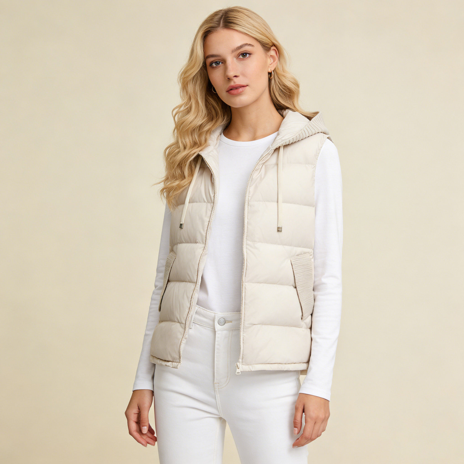 针织连帽羽绒马夹女短款2026欧美时尚宽松马甲保暖背心春秋冬季潮,女装/女士精品,时尚羽绒马夹,淘宝优惠券,粉丝福利购,淘宝优惠卷