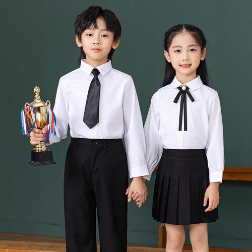 儿童秋季学院风白衬衣合唱演出服