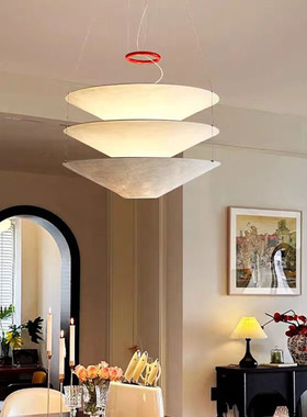 Floatation斗笠吊灯法式中古杜邦纸悬浮客厅灯侘寂风设计师别墅灯