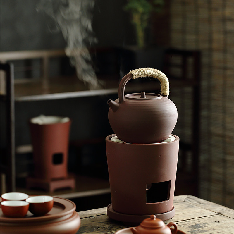 复古手工煮茶炉老式潮汕功夫炭炉红泥小火炉电热丝两用耐高温碳炉