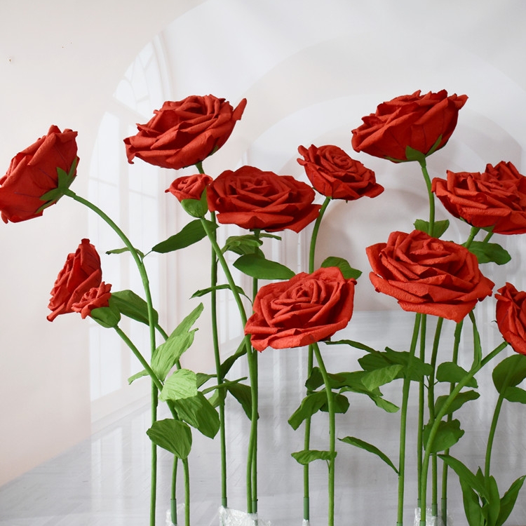 红盖头婚庆纸艺花玫瑰花手工定做