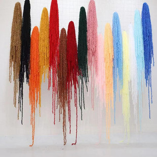 婚庆道具毛线彩绳婚礼舞台挂件背景花装饰派对礼堂布置珊瑚水貂绒