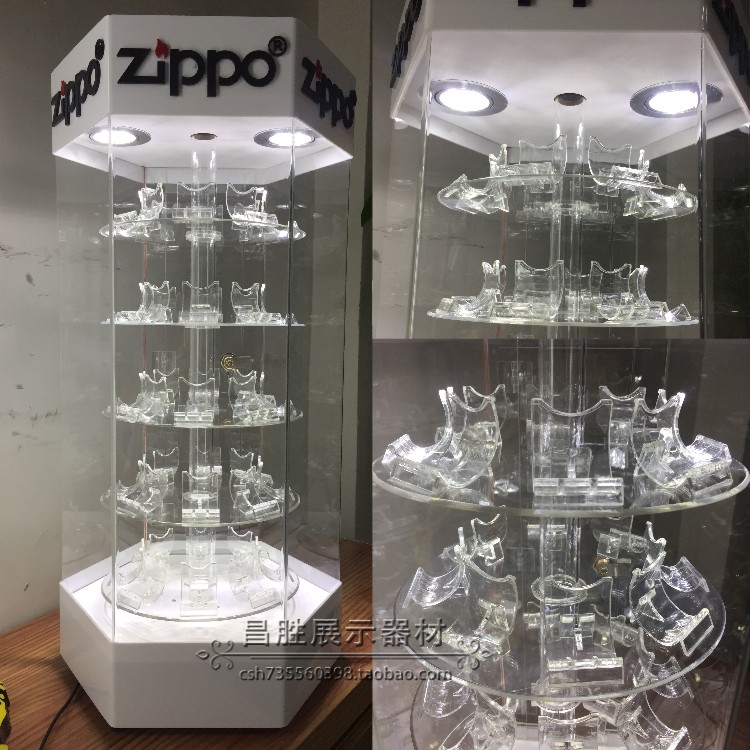 zippo打火机展示柜有机玻璃旋转