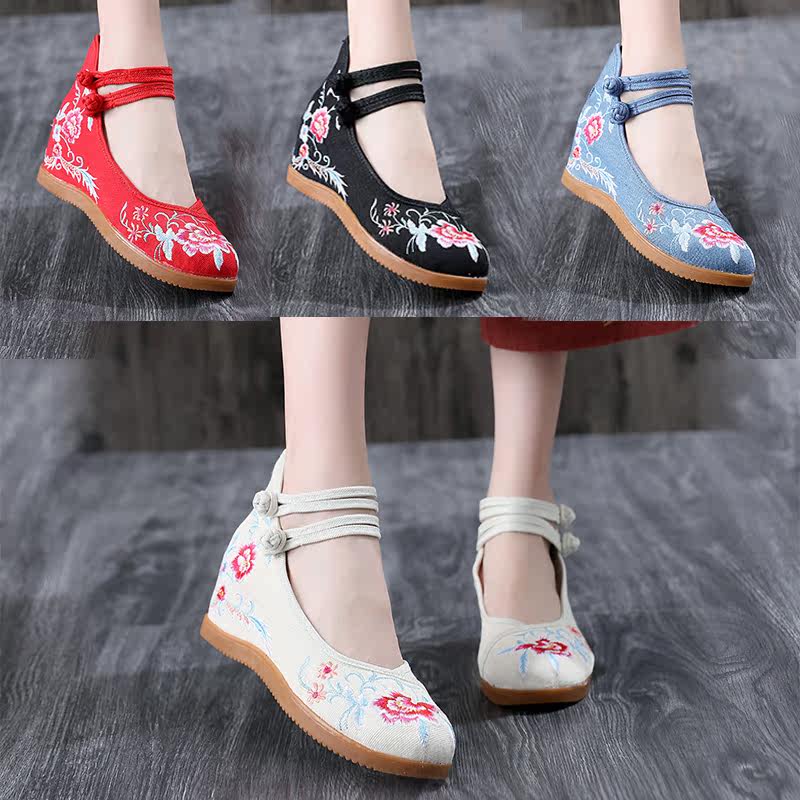汉服鞋女内增高古风鞋民族风绣花老北京布鞋高跟古典舞蹈演出鞋子|ruв категории Женская обувь, низкий чистка - от Buy2taobao.com для оказания профессиональной услуги покупки агента Taobao