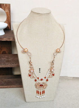 韶华记铜质贝珠项圈汉服璎珞项链