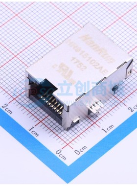 以太网连接器 HR915102AE RJ45插座 带LED 电子元器件