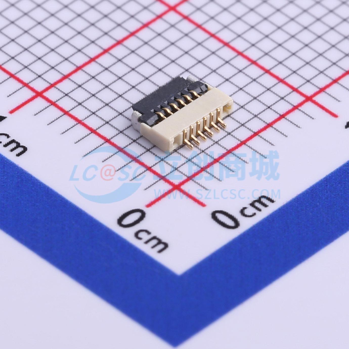 FFC/FPC连接器 AFC05-S06FIA-00 SMD,P=0.5mm,卧贴 翻盖式 6P 下