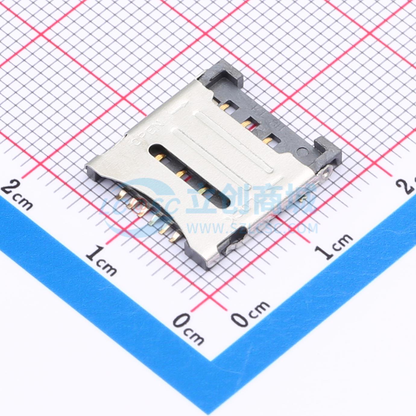SIM卡连接器 SIM201-FWB6AH1.8 SMD 翻盖式 MicroSIM卡 卡座 1.8m