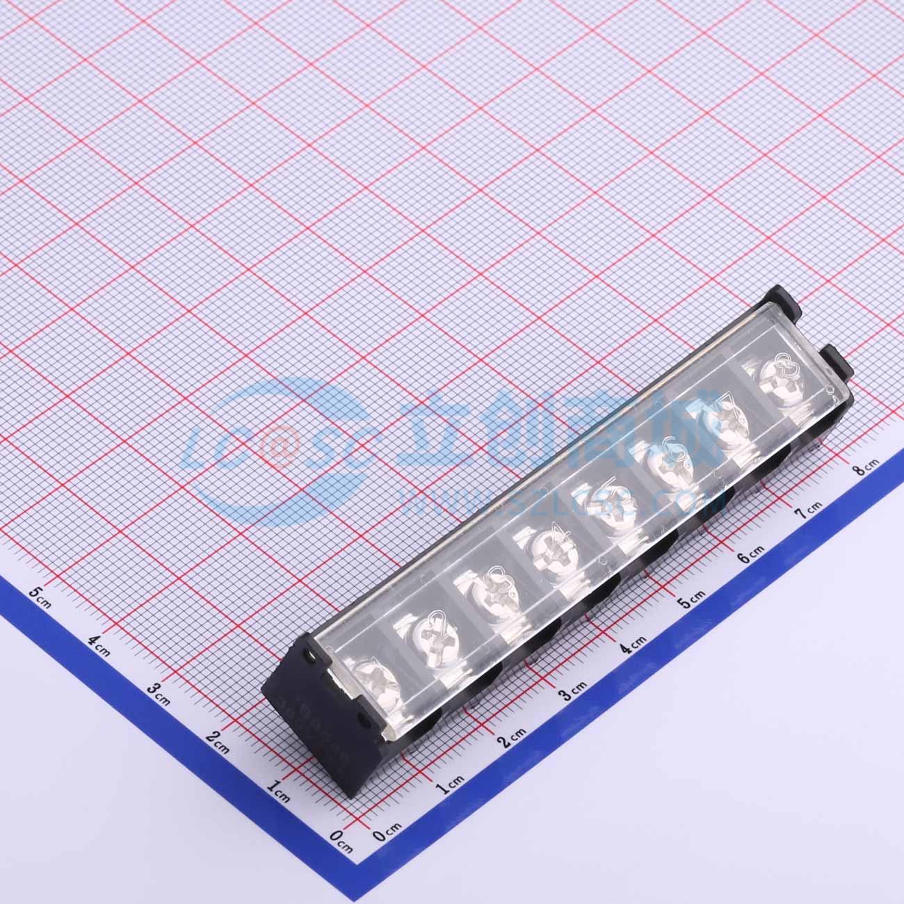 栅栏式接线端子 HB9500SS-9.5-8P 插件,P=9.5mm 带盖板 1x8P 直针