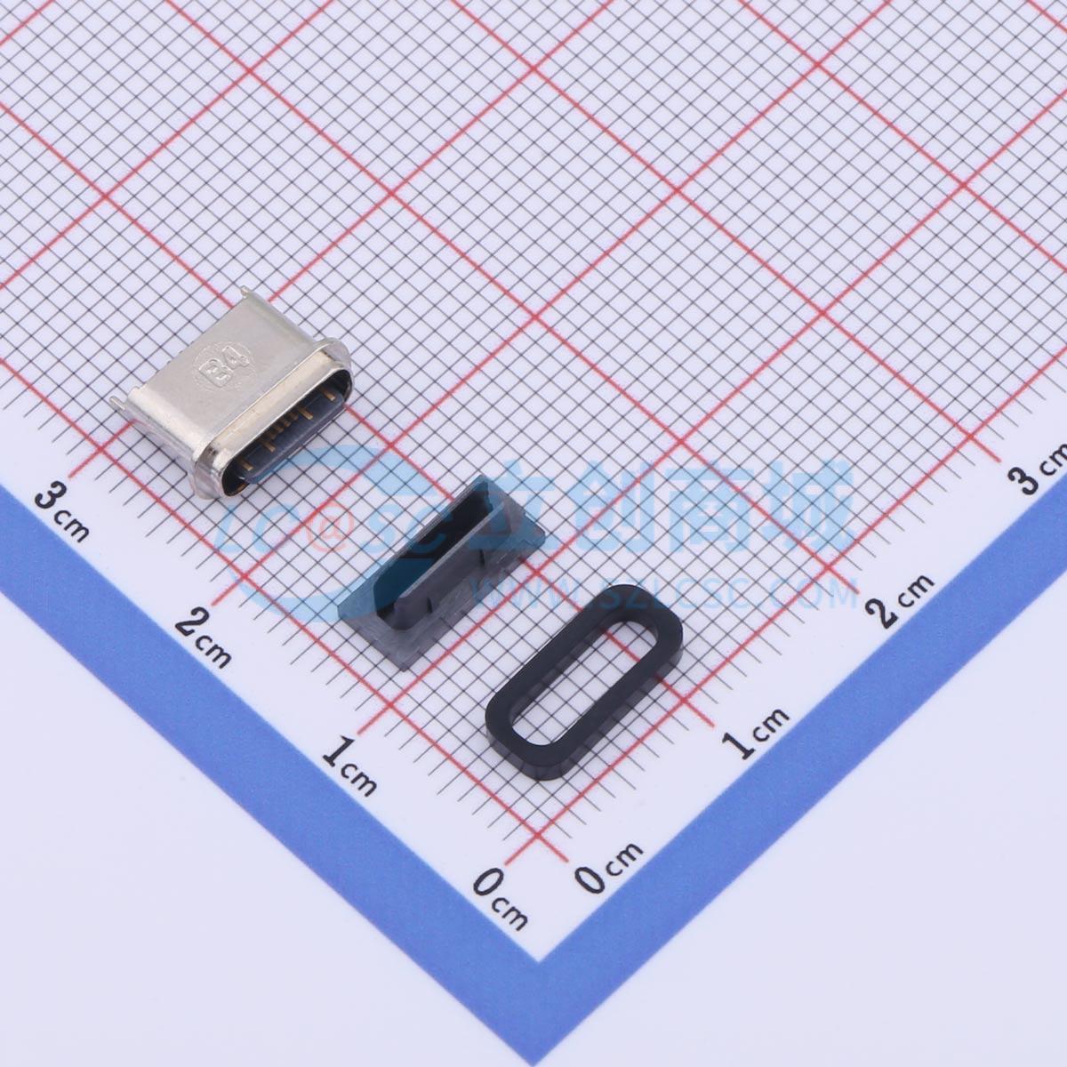 USB连接器 TYPE-C 16PFS LTH6.8 IPX8 SMD 母 立贴 16P 原装正品