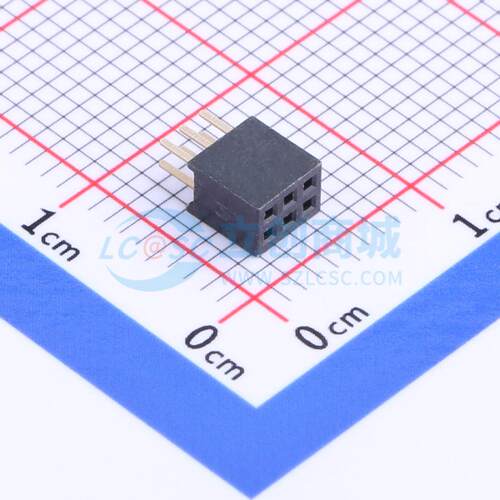 排母 X1321FV-2x03-C43D24 插件,P=1.27mm 2x3P 方孔 电子元器件