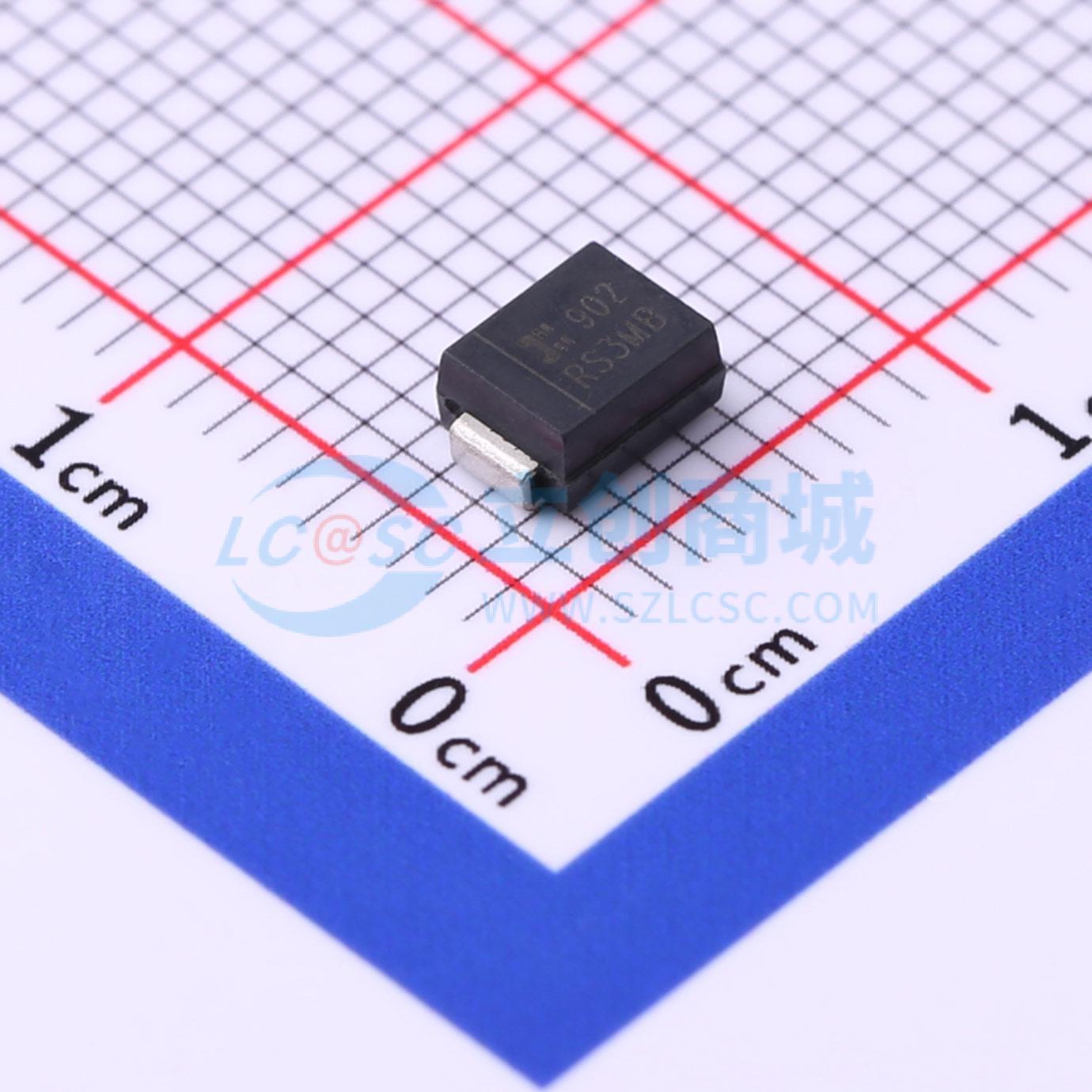 快恢复/高效率二极管 RS3MB-13-F SMB 1kV 3A DIODES(美台) 原装