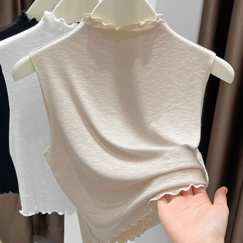 木耳边半高领假领子叠穿神器冰丝打底背心夏太低神器内搭款衬衣女
