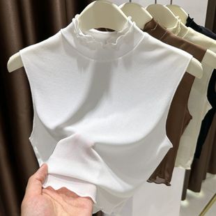 假领子女蕾丝内衬毛衣装饰无袖网纱打底背心百搭假领高档内搭薄纱