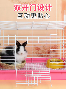 防喷尿兔笼兔子养荷兰猪的笼子大号宠物窝屋双层家用室内自动清粪
