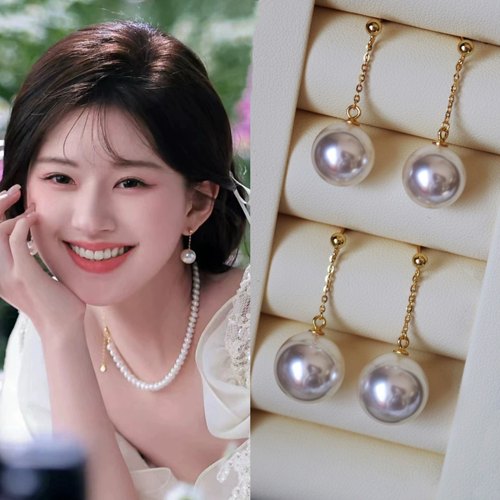 施家珍珠赵露思同款925银女长款