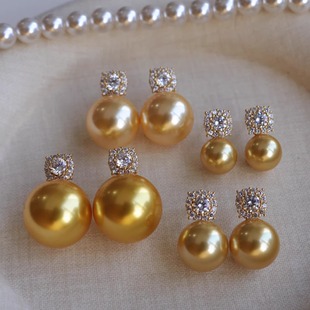 CNY南洋金珠戴妃珍珠耳钉仿海水珠高级感新年过年首饰耳饰