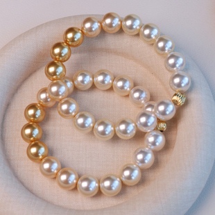 日照金山 金珠渐变珍珠手链白蝶皇后仿海水澳白弹力绳精致首饰