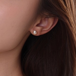 许我耀眼赵露思同款 天然淡水珍珠耳钉999纯银馒头珠耳饰