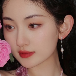 施家奥地利珍珠耳环耳线饰 925纯银气质仙气仙女长款 希娅 星漾