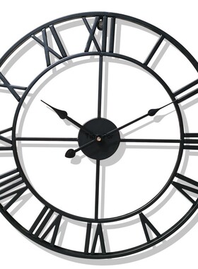 简约大气罗马复古铁艺钟表静音装饰壁钟工业风格圆形铁艺挂钟表