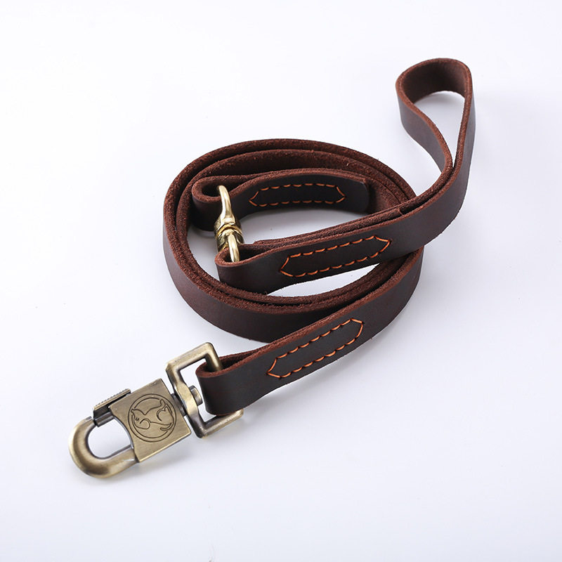 加工牛皮转环牵引绳狗狗牵引绳马犬德牧狗链子牵引带真皮狗绳