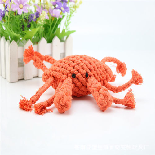 棉绳手工编织螃蟹绳结狗狗咬绳玩具 小狗磨牙洁齿宠物狗玩具现货