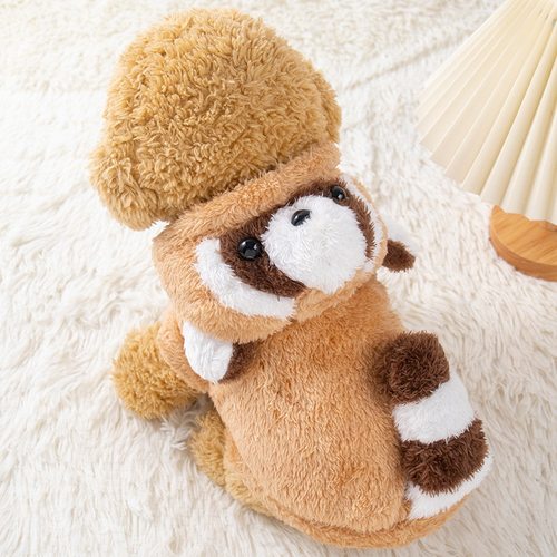 狗衣服浣熊变身装加厚北极绒带帽猫狗秋冬狗衣服比熊金毛服装