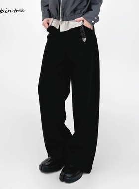 mountain tree秋冬厚实垂感抗皱休闲裤男宽松纯色百搭阔腿男士