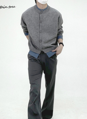 mountain tree美式学院风假两件开衫毛衣针织衫男女宽松慵懒潮