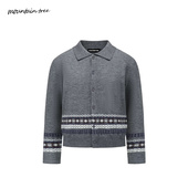 翻领混纺提花Polo mountain tree费尔岛针织开衫 干练正肩上衣