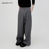 mountain 四折A字阔腿通勤长裤 tree重磅排扣西裤 TR混纺垂感休闲裤