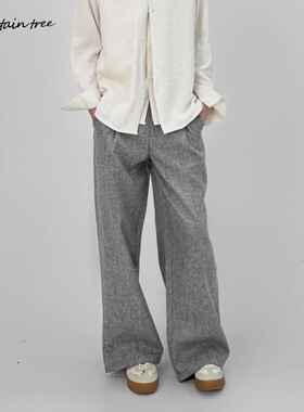 mountain tree看得见的质感纽扣装饰设计解构男高级感阔腿长裤