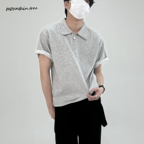 新款春夏季衣服短袖男生polo衫痞帅cleanfit上衣潮流宽松t恤百搭
