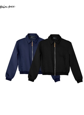 mountain treemiu系设计感翻领夹棉夹克男秋冬cleanfit百搭外套