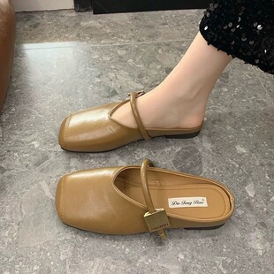 百搭时尚 小众仙女风防滑凉鞋 休闲平底欧美风包头半拖 春夏法式 新款