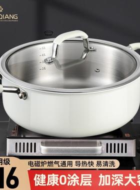 母婴级316不锈钢汤锅家用电磁炉专用锅双耳不粘锅煮汤锅火锅特厚