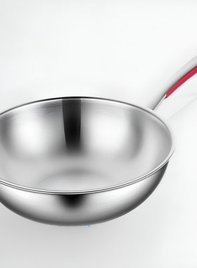 316抗菌不锈钢炒锅家用厨房平底炒菜锅加厚无涂层一体成型新款