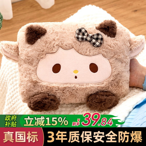 热水袋充电式毛绒暖手宝暖宝宝女生用可爱热敷肚子注水防爆暖水袋