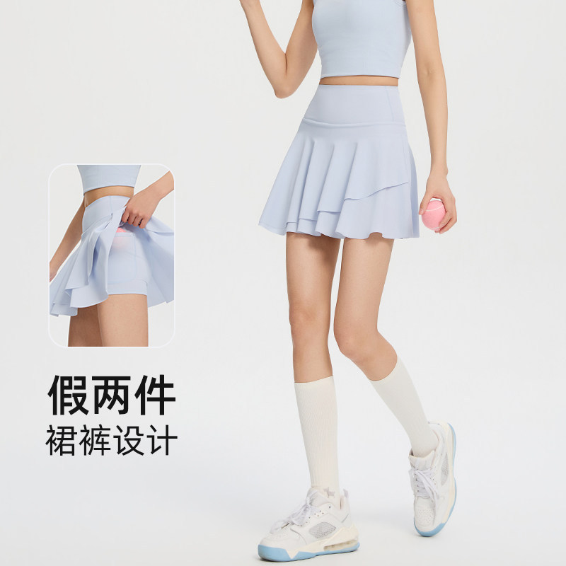 瑜伽健身半身裙短裙百褶裙裤女新款运动健身跑步防走光网球裙裤