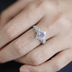 喻棠italks|罗兰的独白|925银镀金复古轻奢浅紫色戒指宫廷女温柔