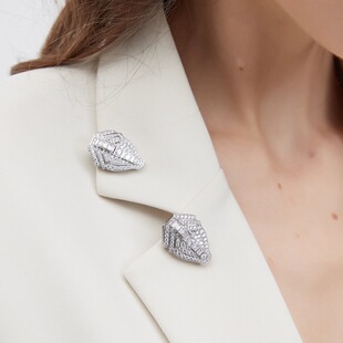 原创设计925银artdeco对夹胸针戒指套装 多用 绿洲银滩 另说oiij